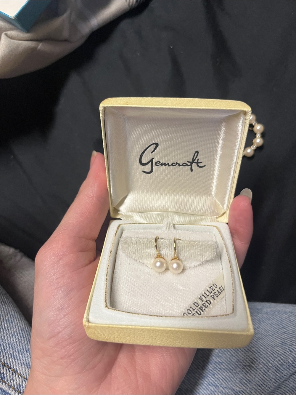 Craft Cream Pearl Drop Earrings with Gold Hooks